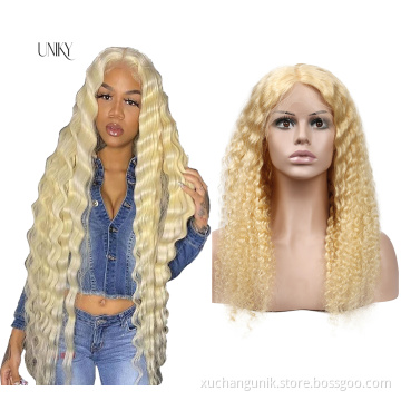 Wholesale Wigs Curly 613 Deep Wave Frontal Wig Glueless Deep Wave Blonde 613 13x4 HD Full Lace Front Virgin Human Hair Wigs